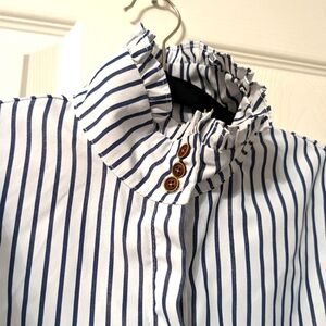 Vintage Stripped high neck button up blouse